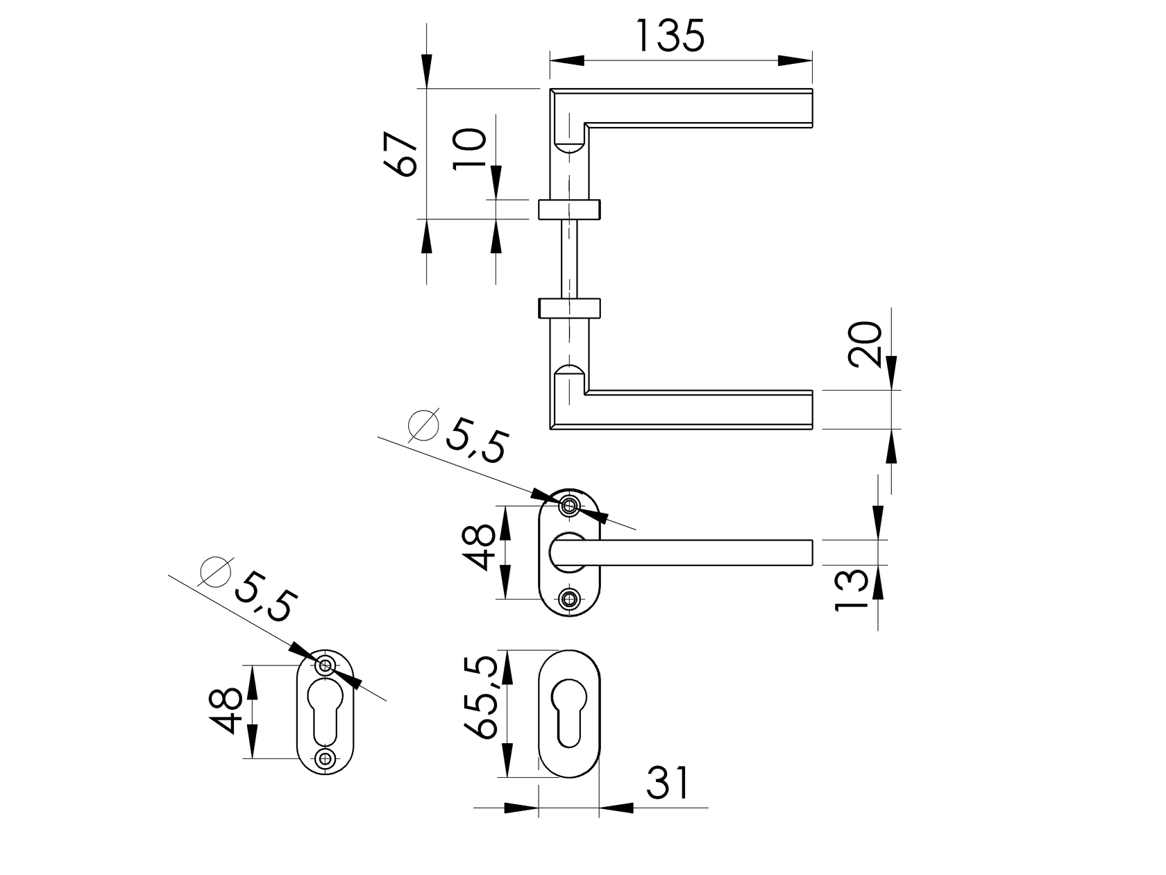 Klika se štítkem NEREZ AISI 304, K320
