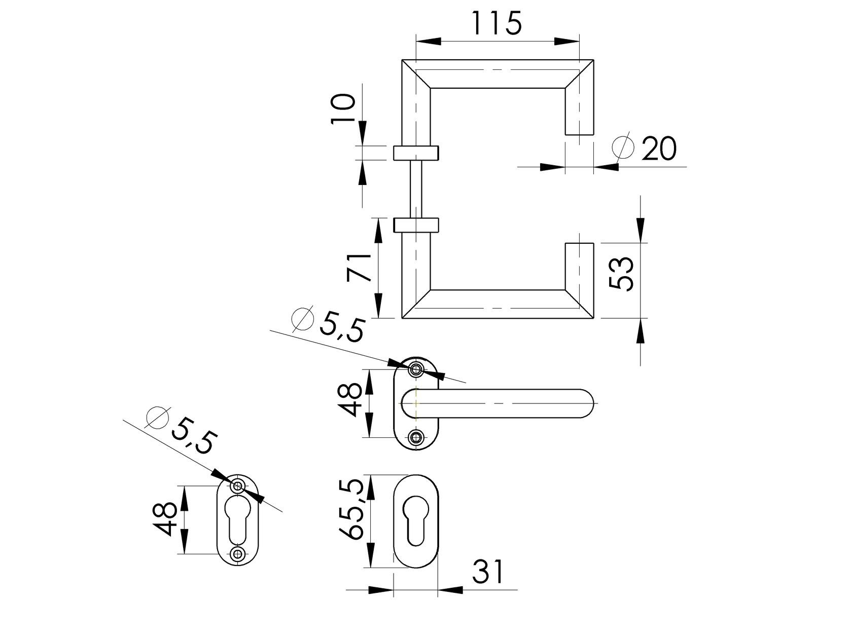 Klika se štítkem NEREZ AISI 304, K320