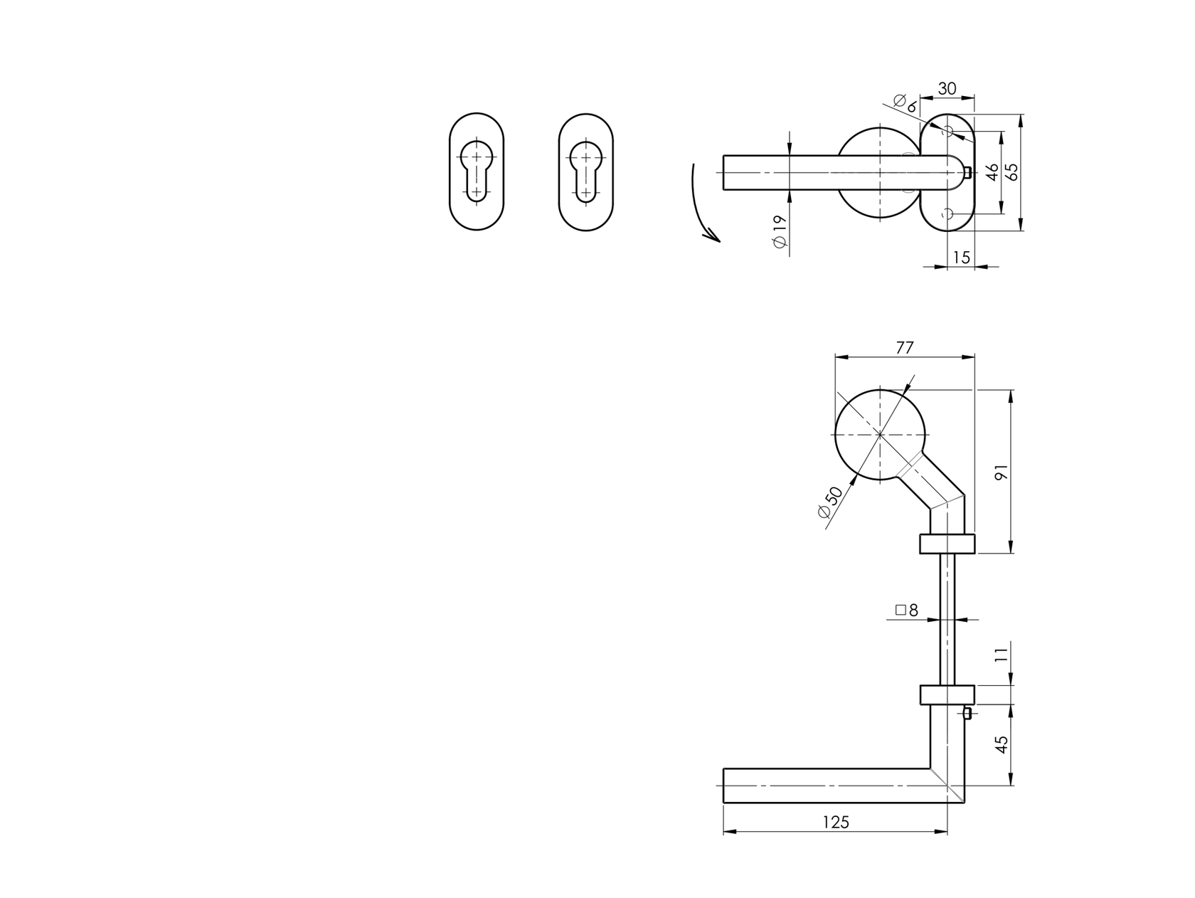Klika koule pevná NEREZ AISI 304, BLACK