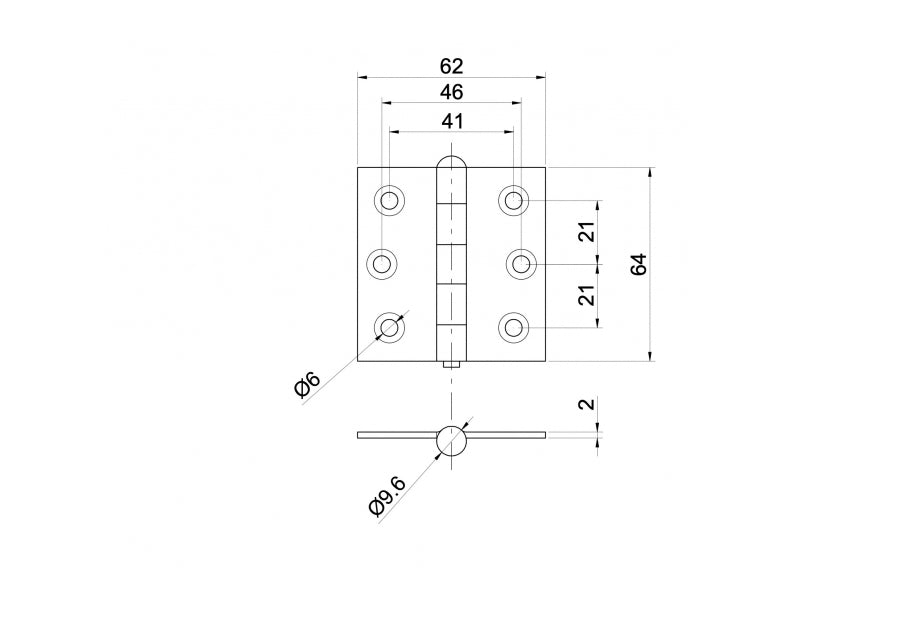 Závěs na brány INOX, AISI304, L=64mm