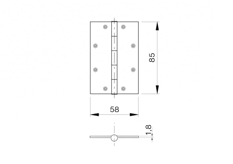 Závěs na brány INOX, AISI304, L=85mm