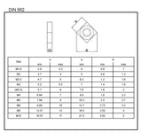 Matice čtyřhranná, nerezová