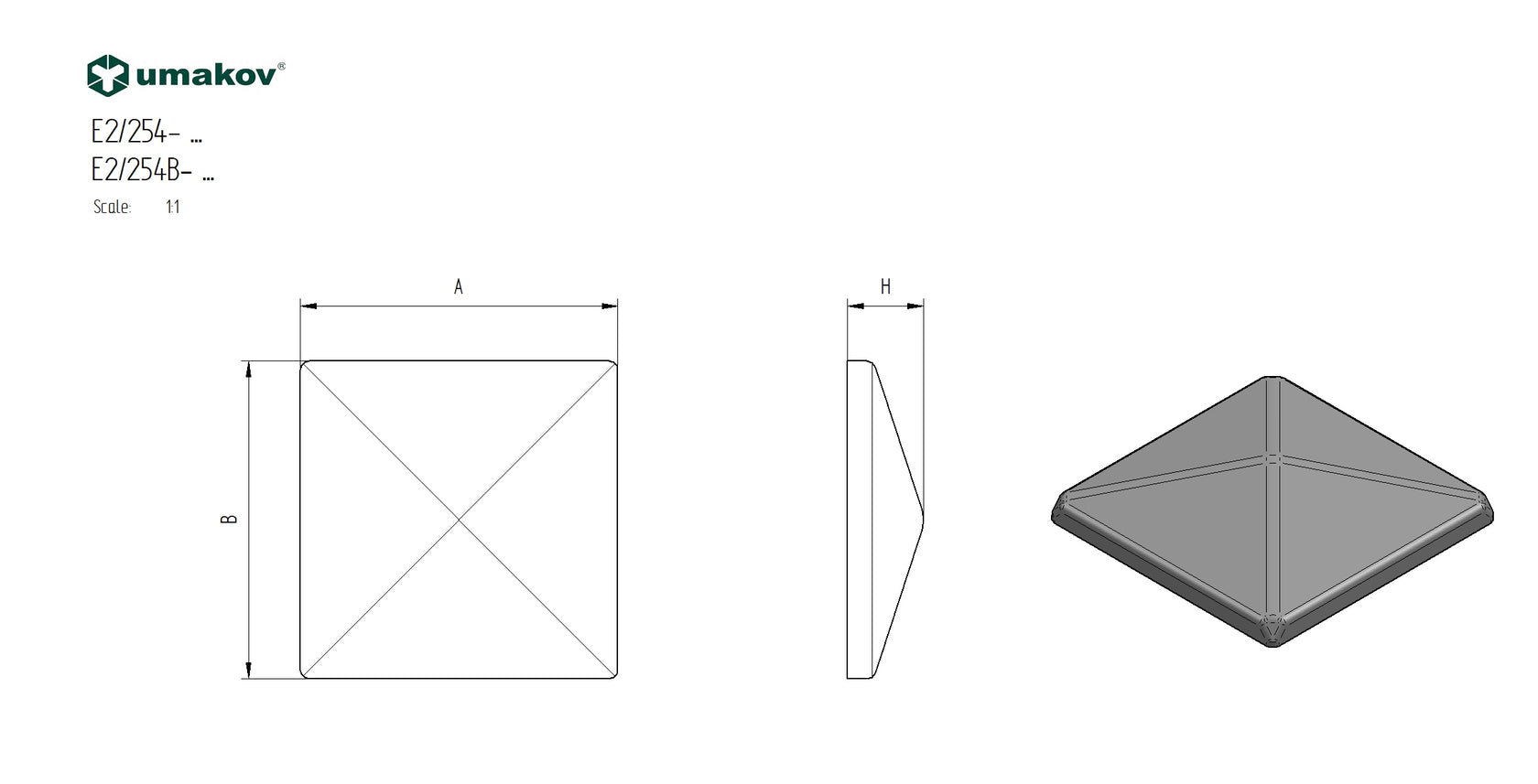 Stříška na sloupek 100x100, t1,6mm
