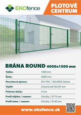 Brána 2kr. ROUND ZnPVC 4000x1500mm, D75mm, zelená