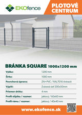 Branka 1Kř. SQUARE ZnPVC RAL 7016 1000x1200mm