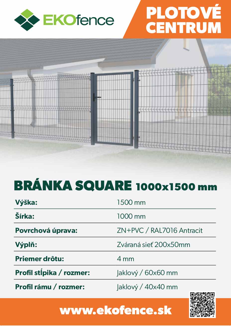 Branka 1Kř. SQUARE ZnPVC RAL 7016 1000x1500mm