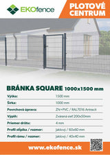 Branka 1Kř. SQUARE ZnPVC RAL 7016 1000x1500mm