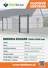 Branka 1Kř. SQUARE ZnPVC RAL 7016 1000x1800mm