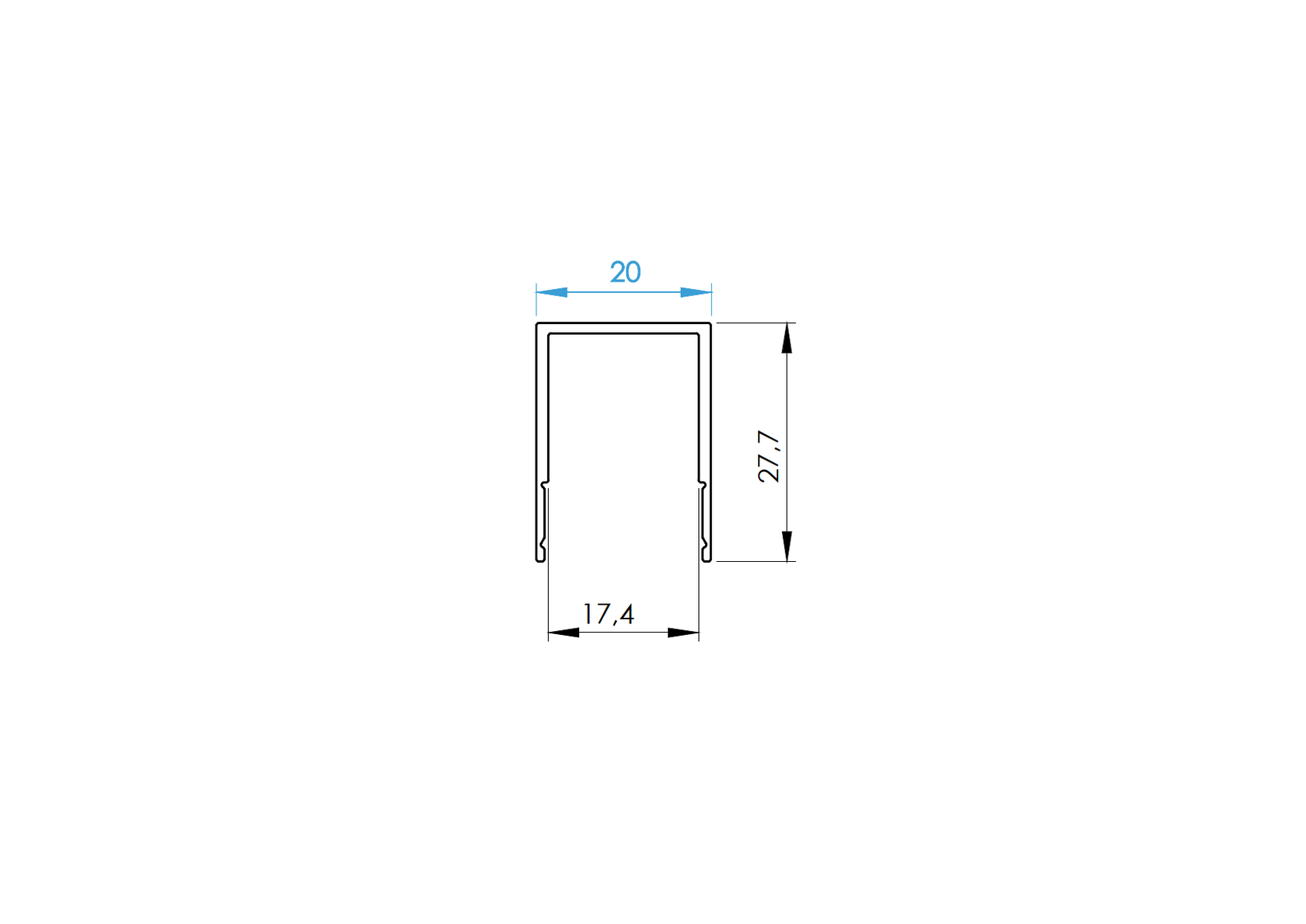 Hliníková oddělovací lišta výplně FG/F20 - 20mm R7016