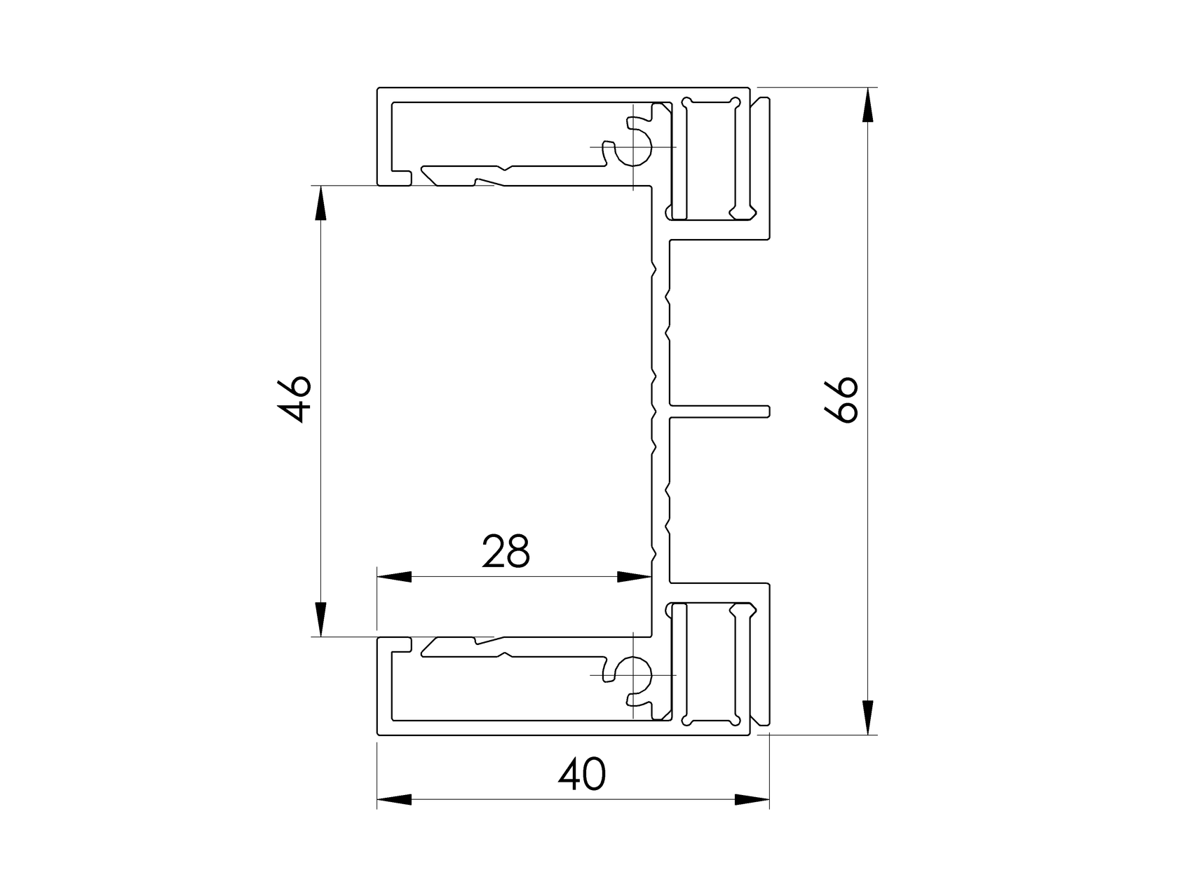 Hliníkový adaptér 66x40-1700mm pro žaluzie do 46mm R7016