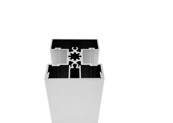 Set hliníkového sloupku 50x60 a krytky - 6000mm R7016