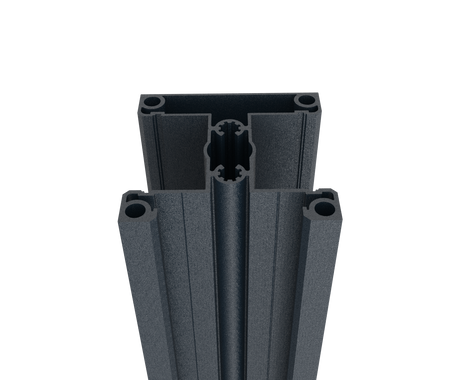 Hliníkový plotový stĺpik 70x70mm-1,85m, Antracit RAL 7016, pre 40 mm široké výplne a šikmé kotvenie žalúziových výplní