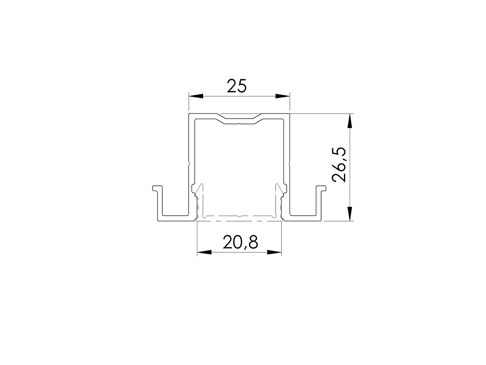 Hliníkový U-adaptér 45x20-6000mm R7016