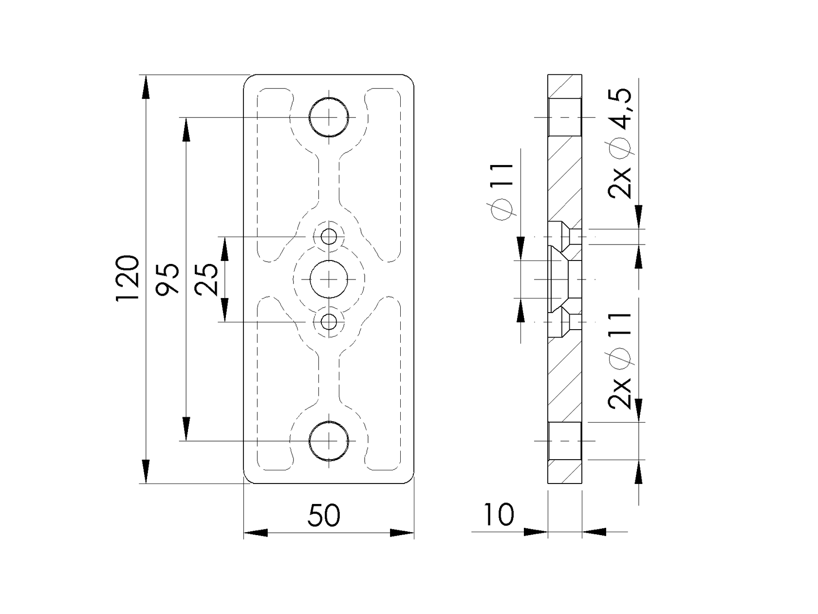 Nerezová kotvící deska pro sloupek 50x60 R7016
