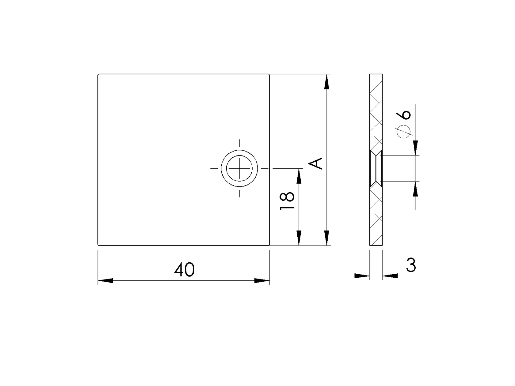 Hliníková krytka adaptéru pro 18mm latě 40x38 R7016