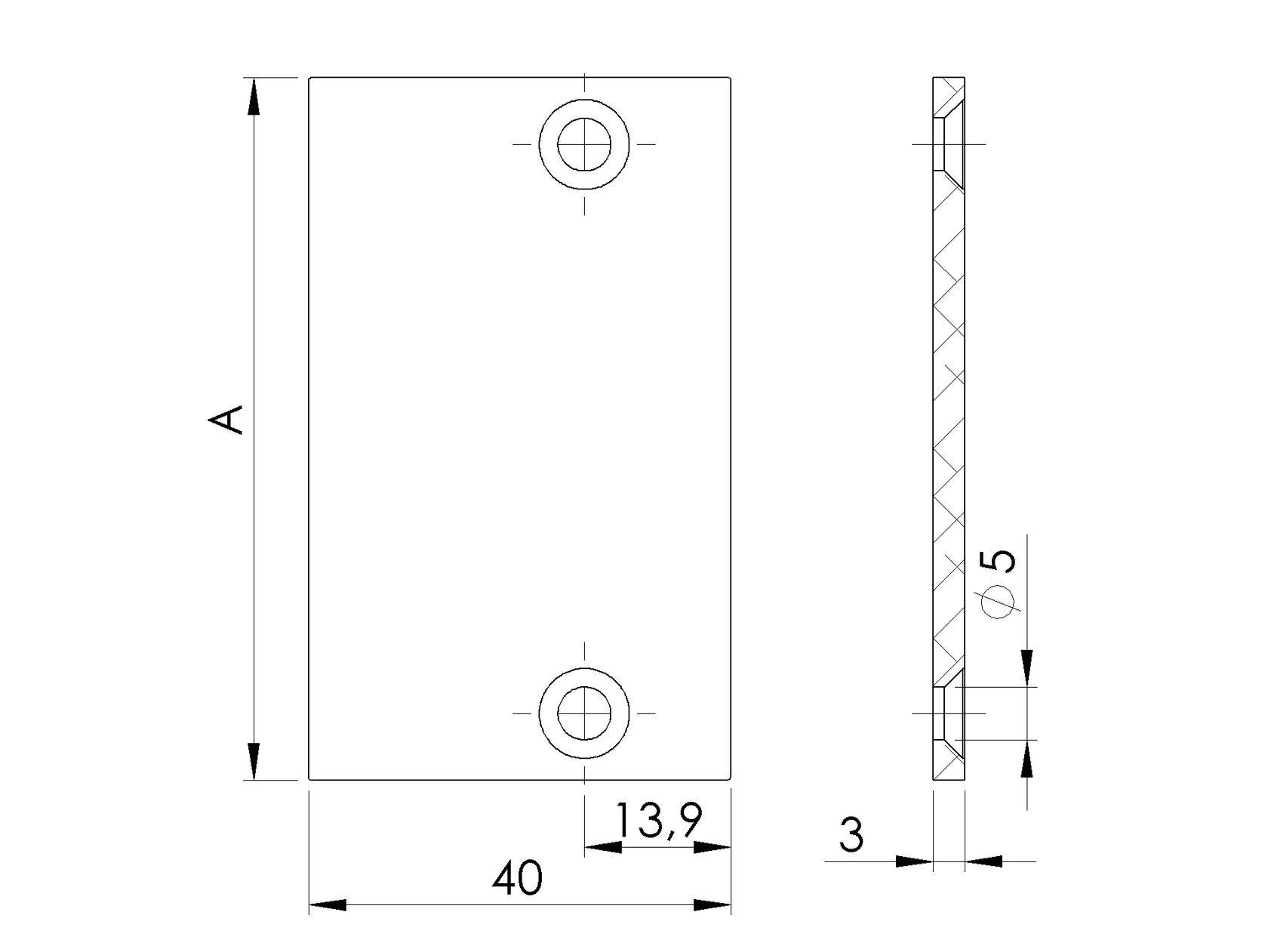 Hliníková krytka adaptéru pro žaluzie 66x40 R7016