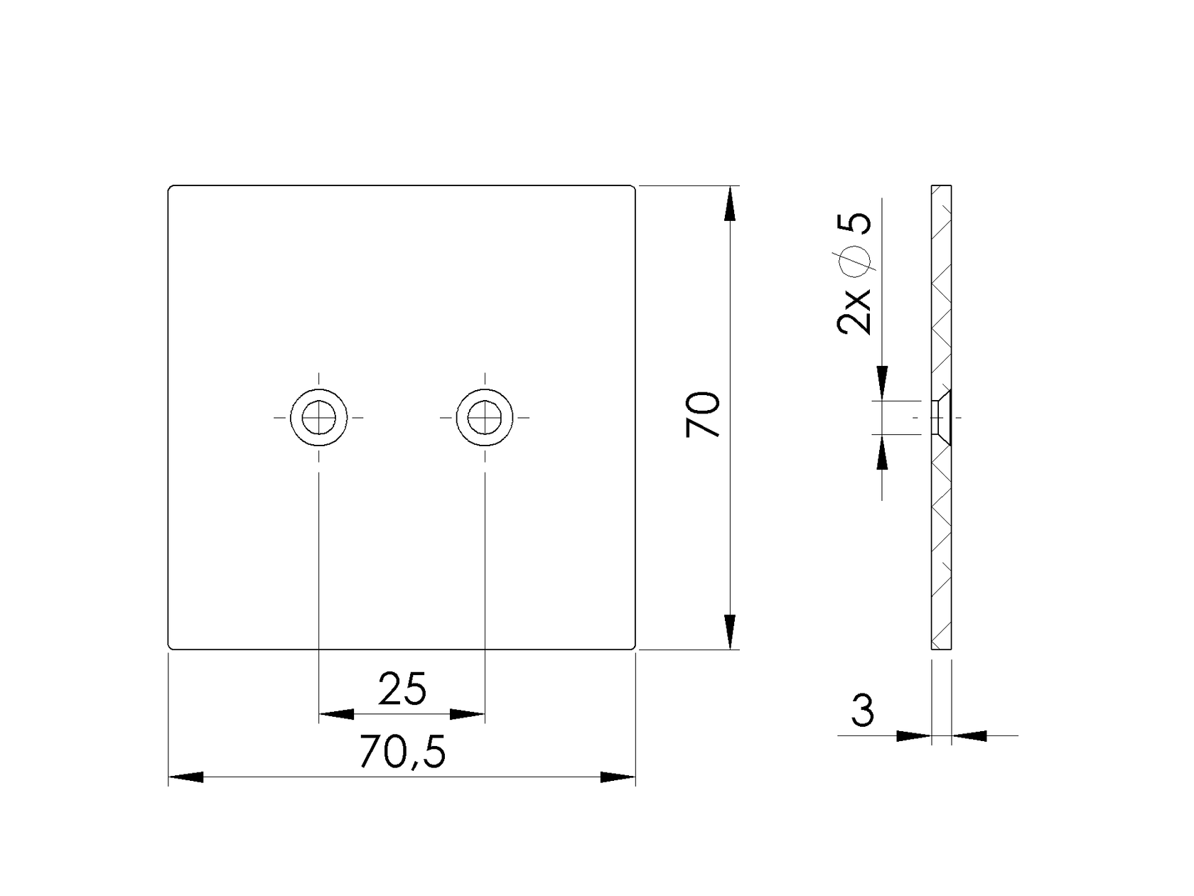 Hliníková krytka sloupku 70x70 R7016