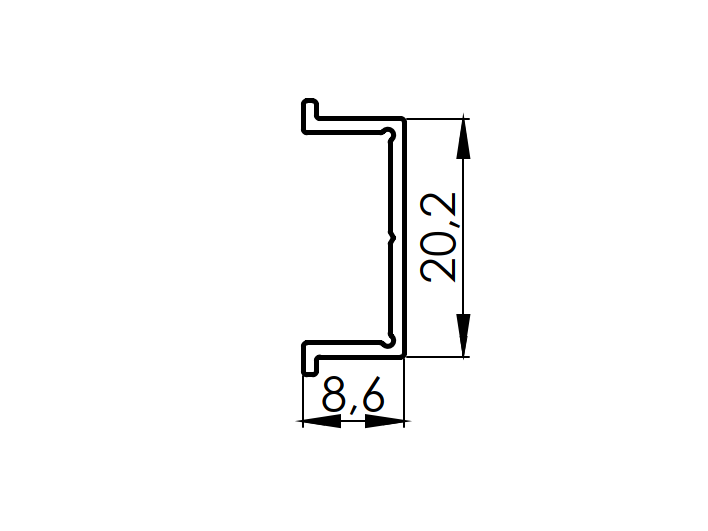 Krycí lišta úzká pro sloupkové profily 1850mm R7016