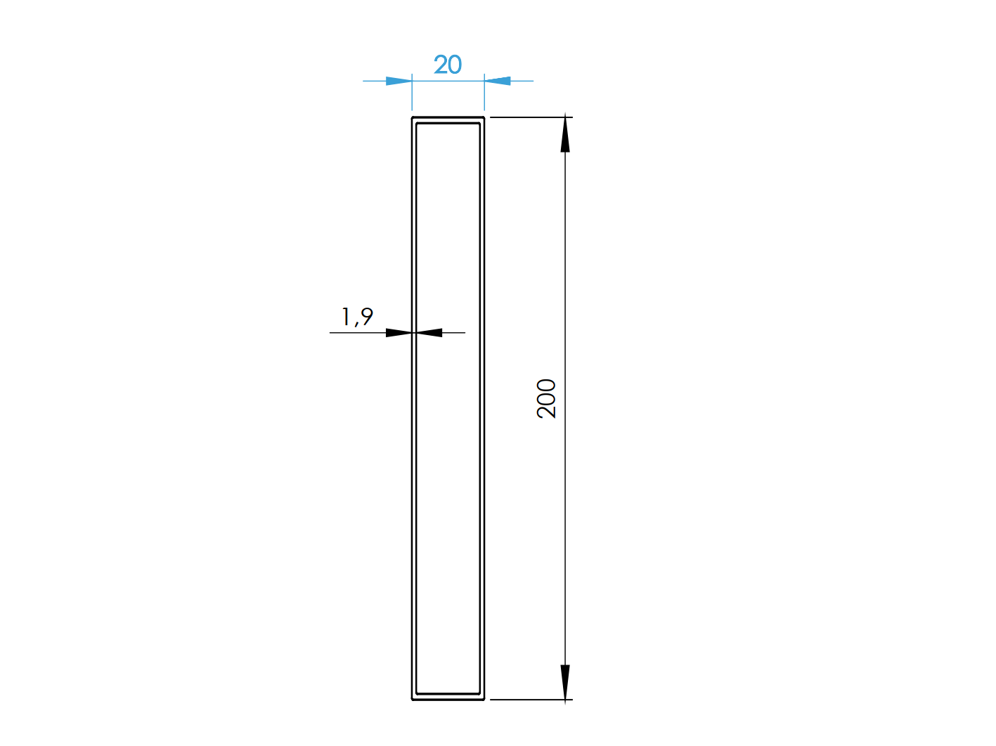 Hliníková plotová výplň 20x200x1,9-6000mm