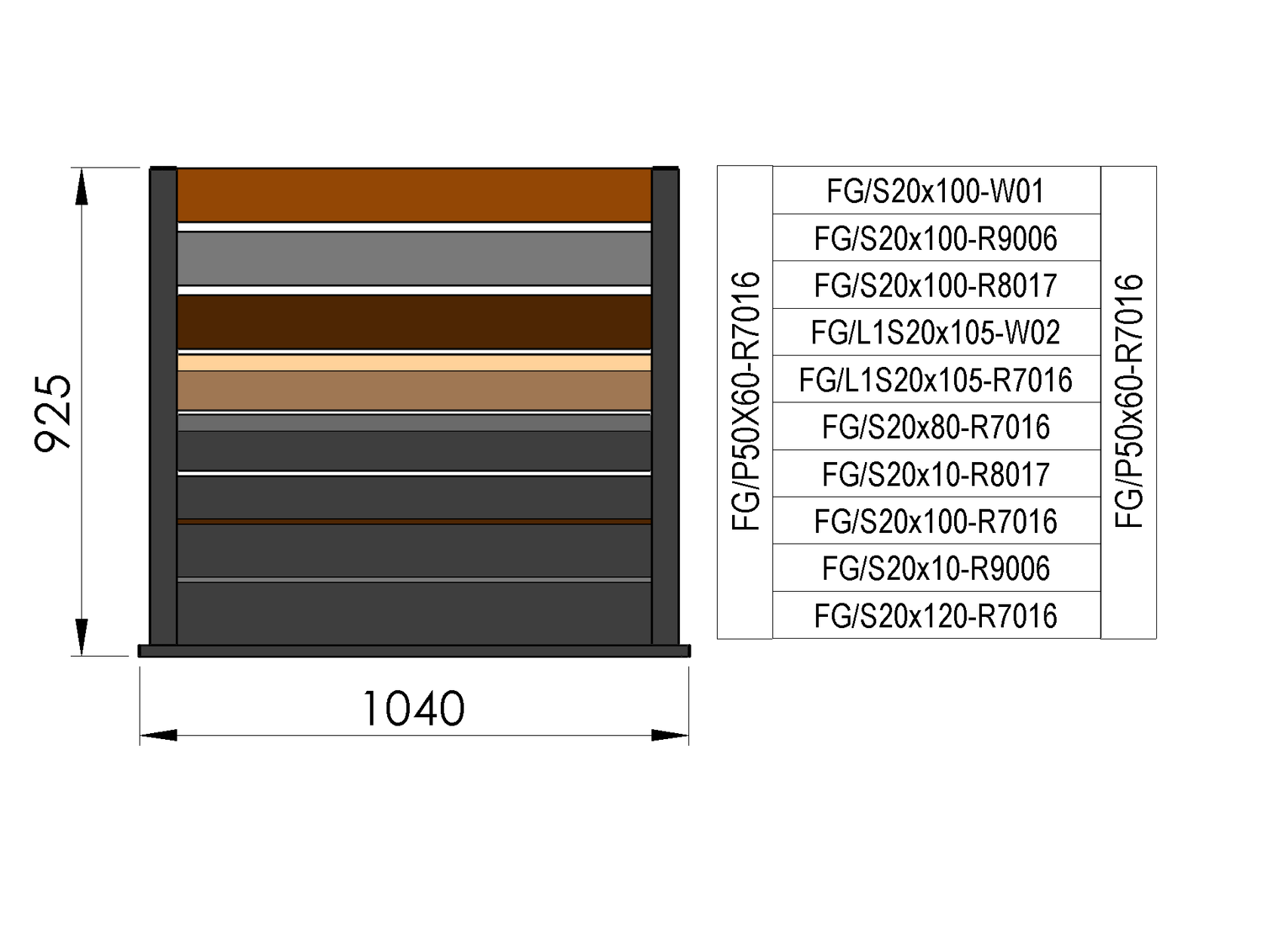 Vzorek plotu 1x0,9m volně stojící