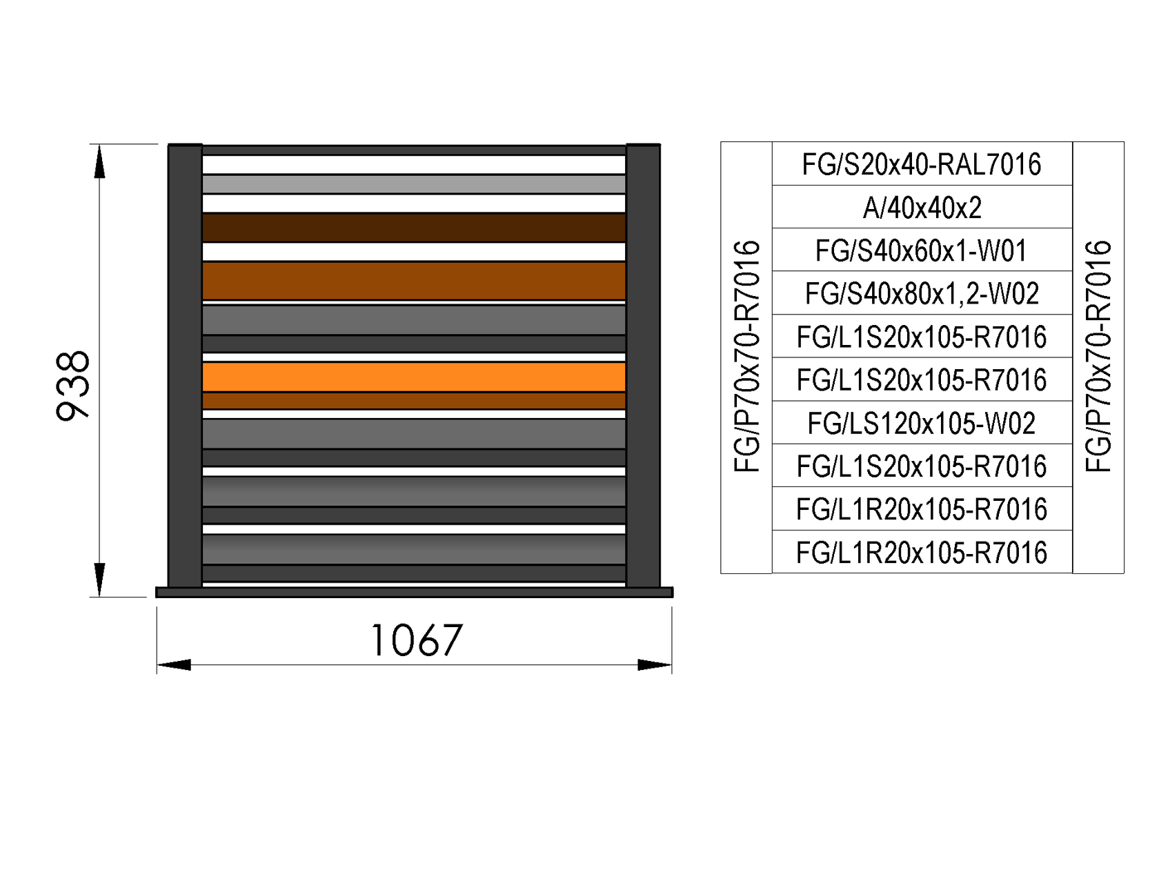 Vzorek plotu 1x0,9m volně stojící
