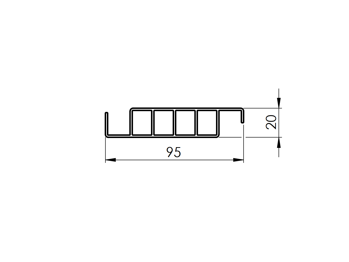 Hliníková výplň 20x95-2400mm