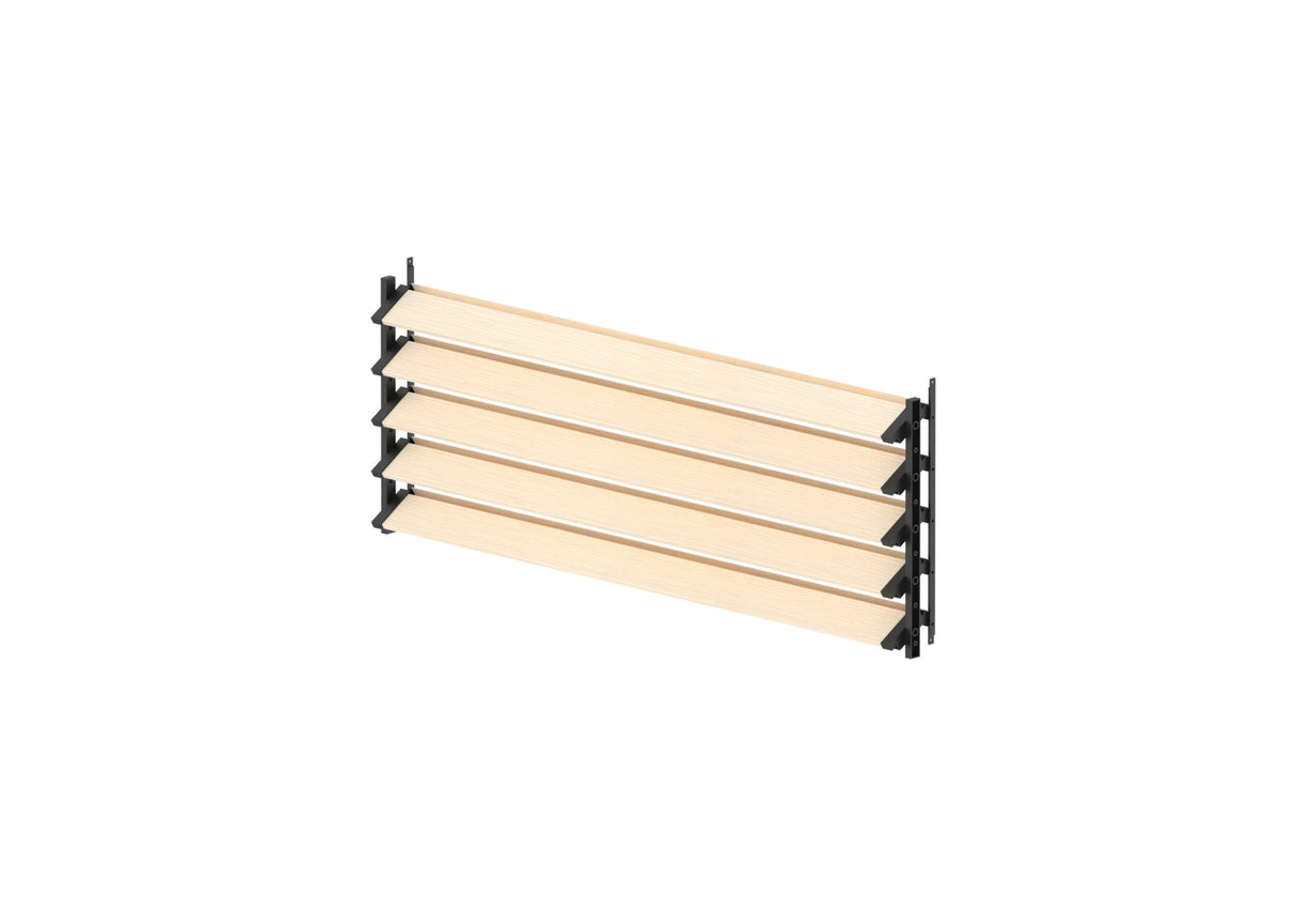 Set čierny plastový horizontálny naklápací systém 0,44 m s 1,2 m drevenou borovicovou výplňou 19x95