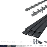 Sada Antracitový pozinkovaný ocelový horizontální naklápěcí systém 1,07 m s 1,2 m hliníkovou Antracitovou výplní 20x95