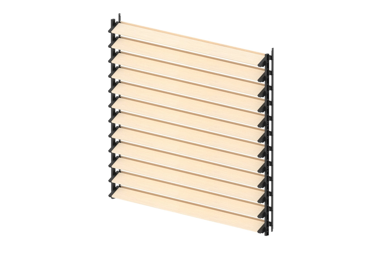 Set Black galvanized steel horizontal tilting system 1.07 m black with 1.2 m pine wood infill 19x95