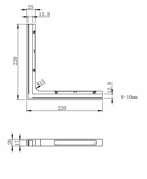 Stabilizační úhelník 22x22cm