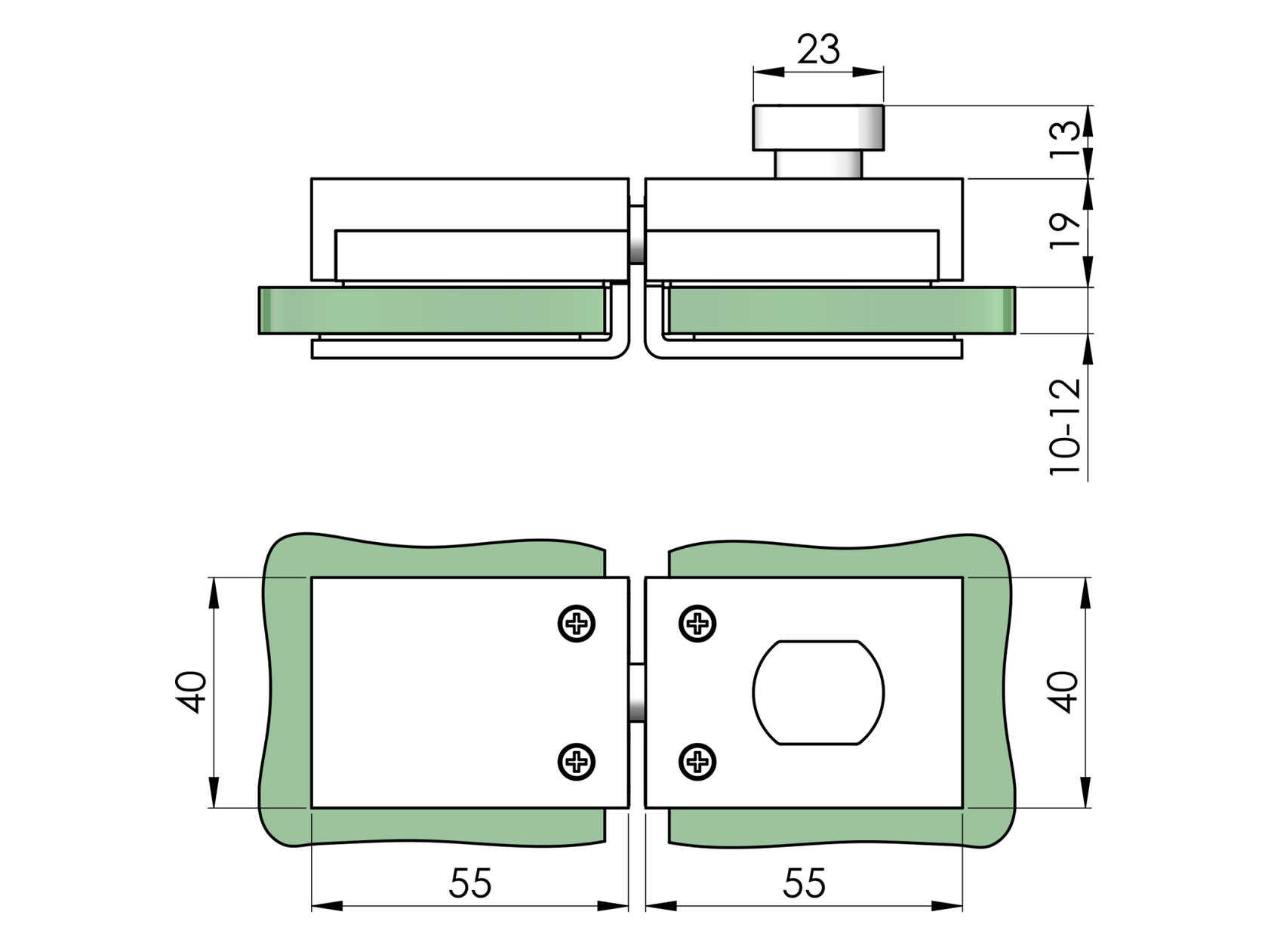 Zámek pro sklenené dveře wc