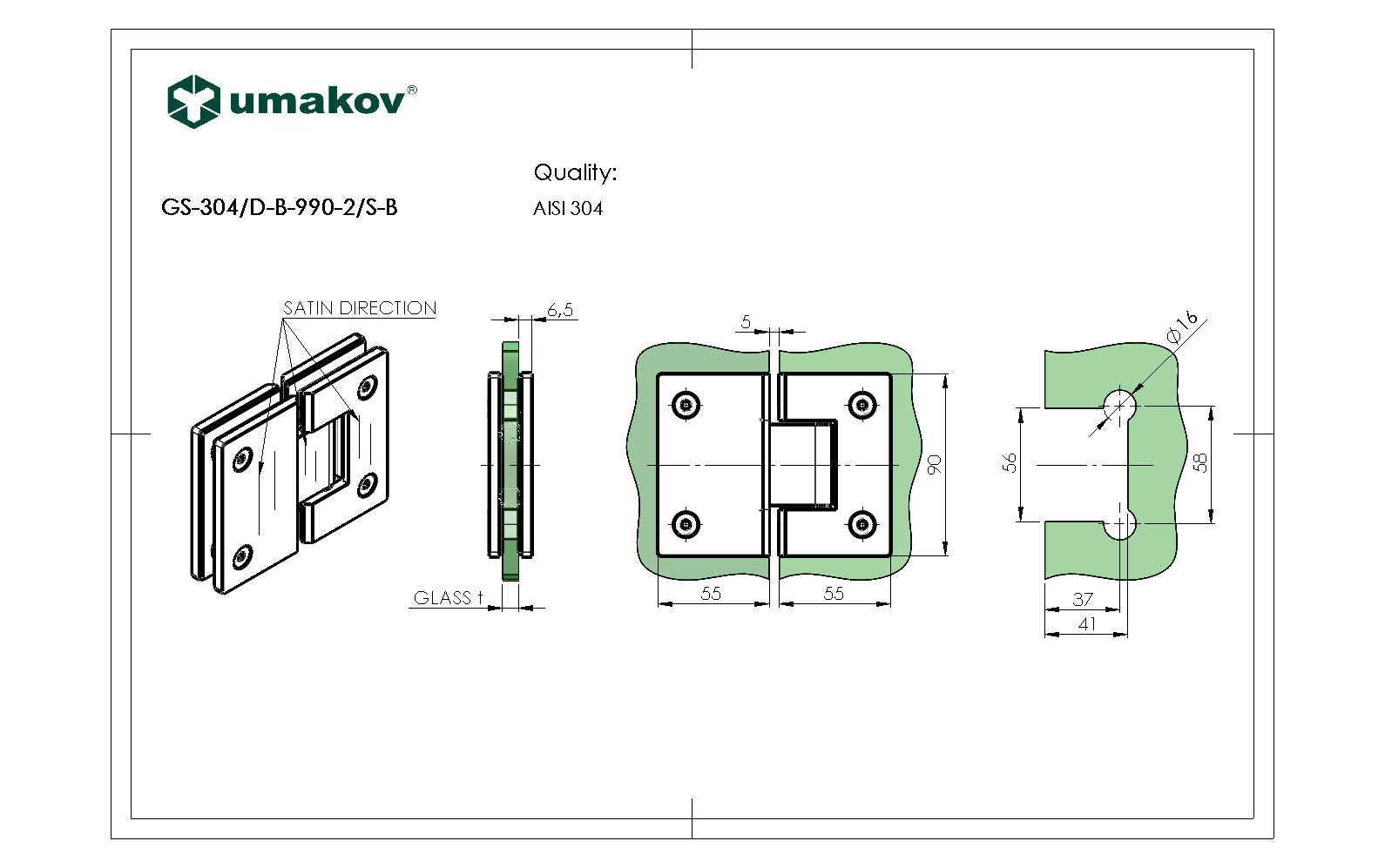 Závěs pro skleněné dveře sklo/sklo +/- 90stup. AIS
