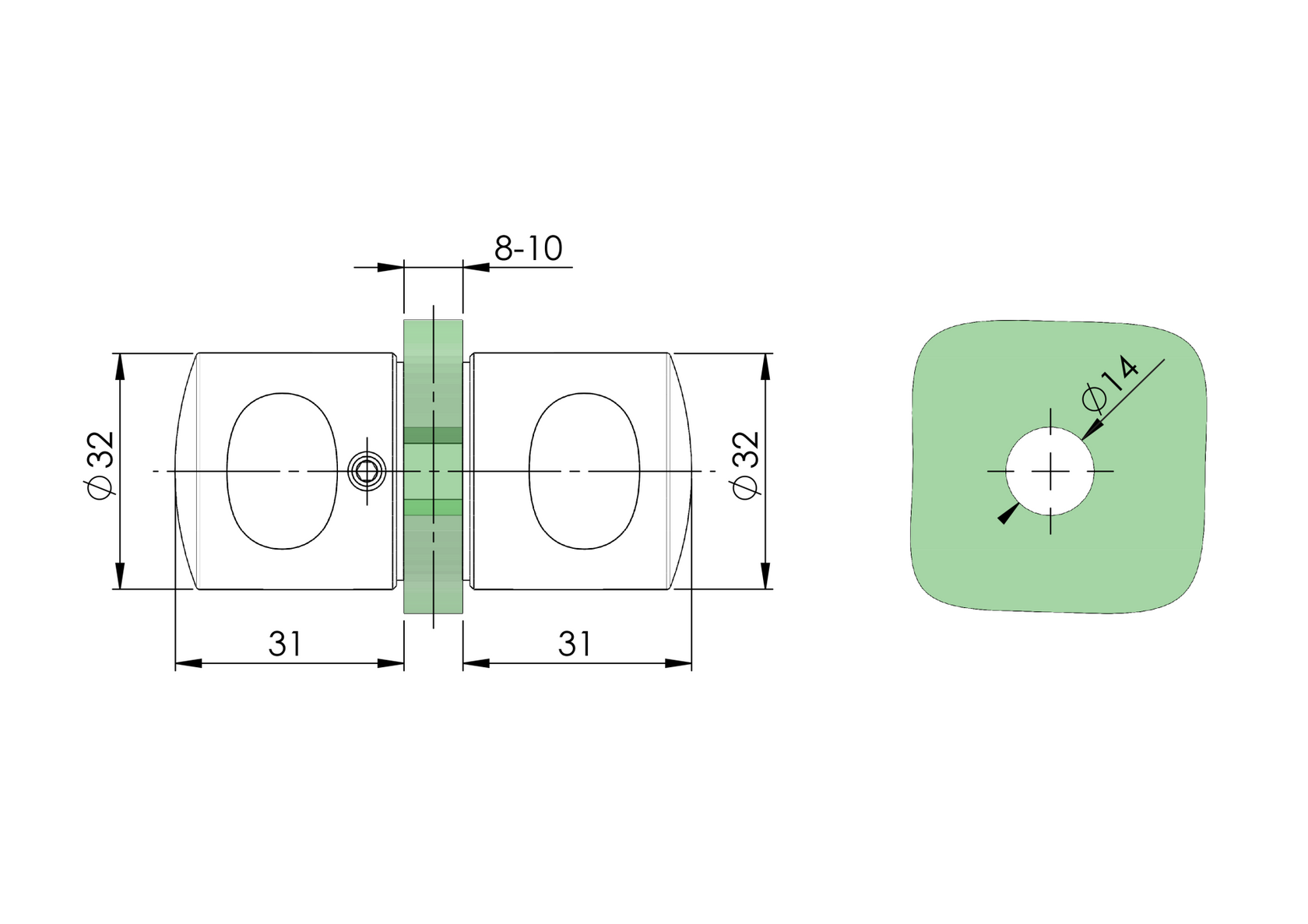 Madlo AISI 304, K320, D32mm
