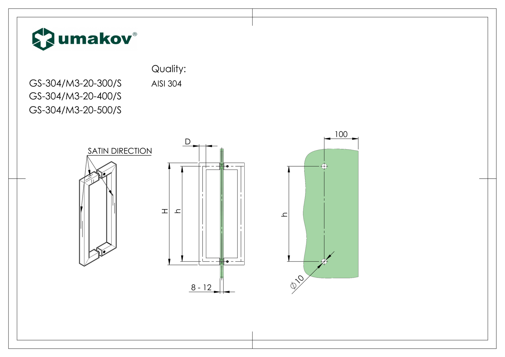 Madlo - broušený nerez