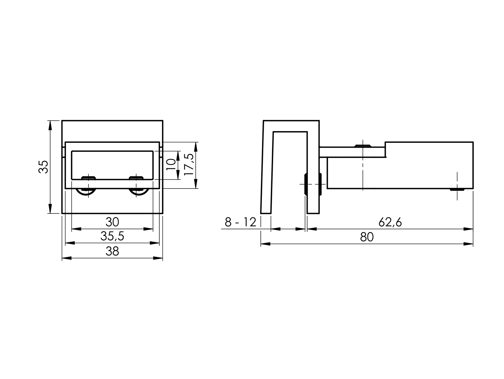 Držák stabilizátoru přímý sklo adaptivní