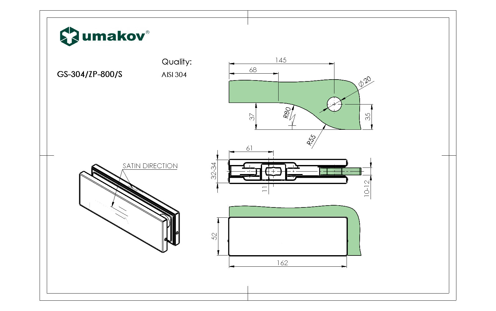 Spodní pant AISI 304