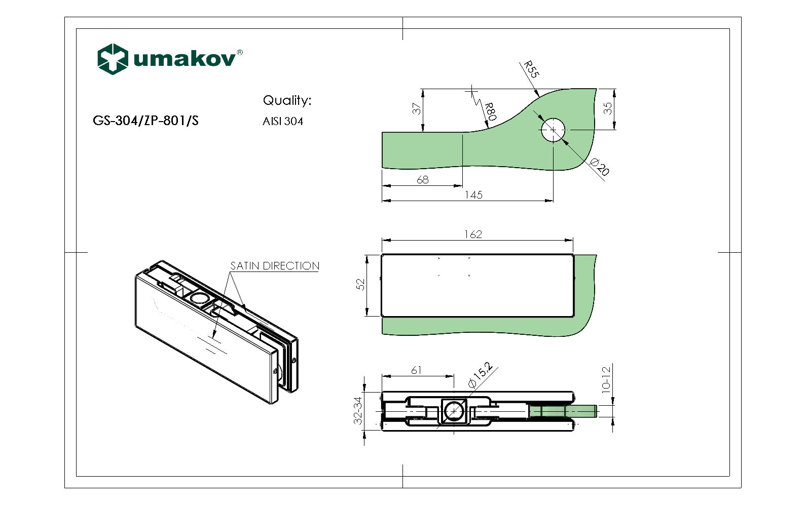 Vrchní pant AISI 304