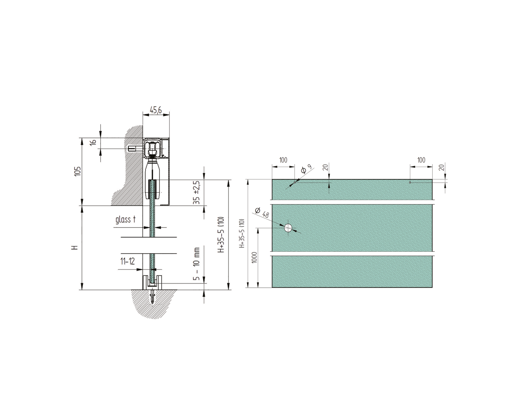 Kování - Posuvné dveře lišta