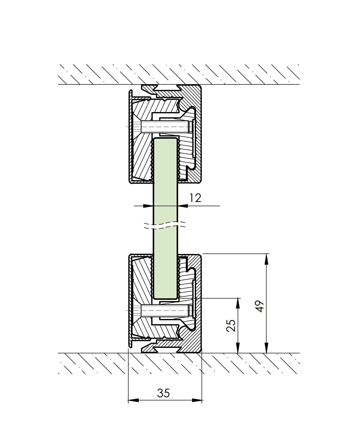 Svěrný al profil-3m s krycí lištou H50