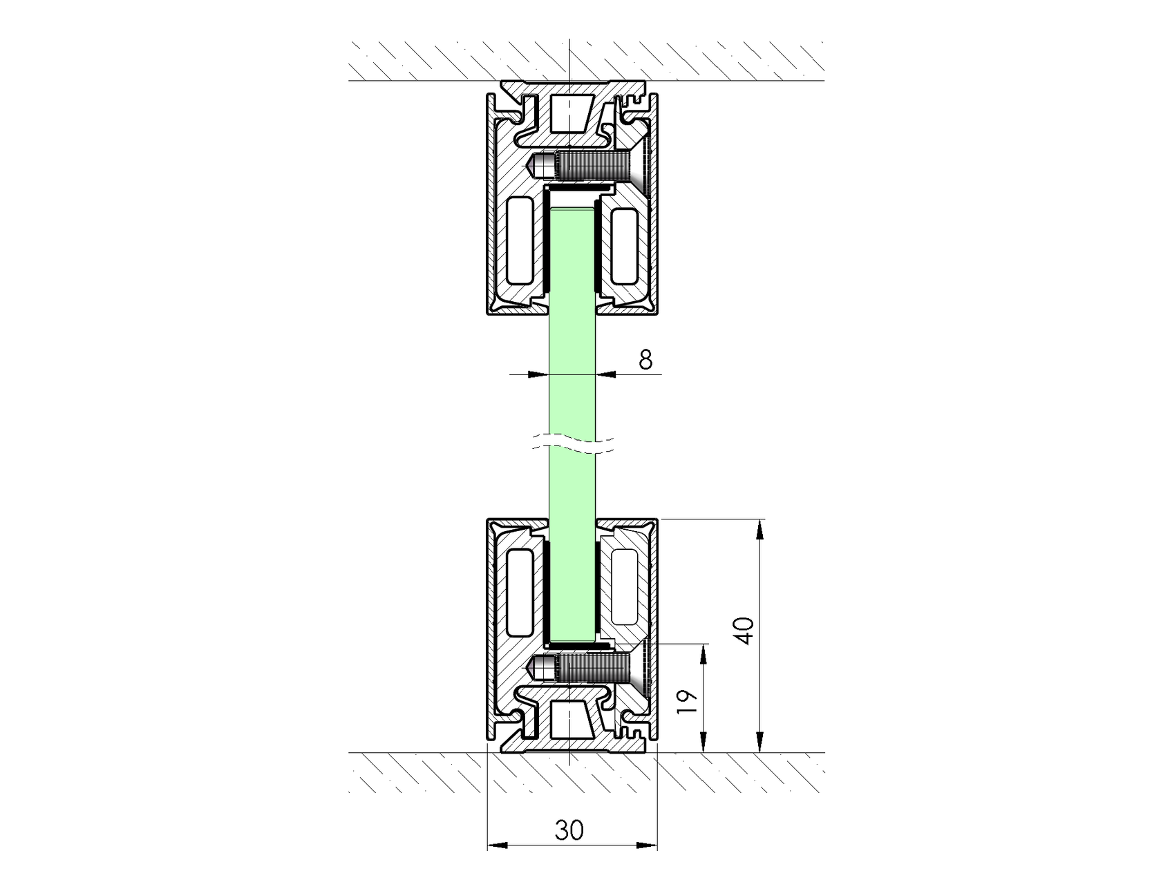 Svěrný al profil-3m s krycí lištou ECO