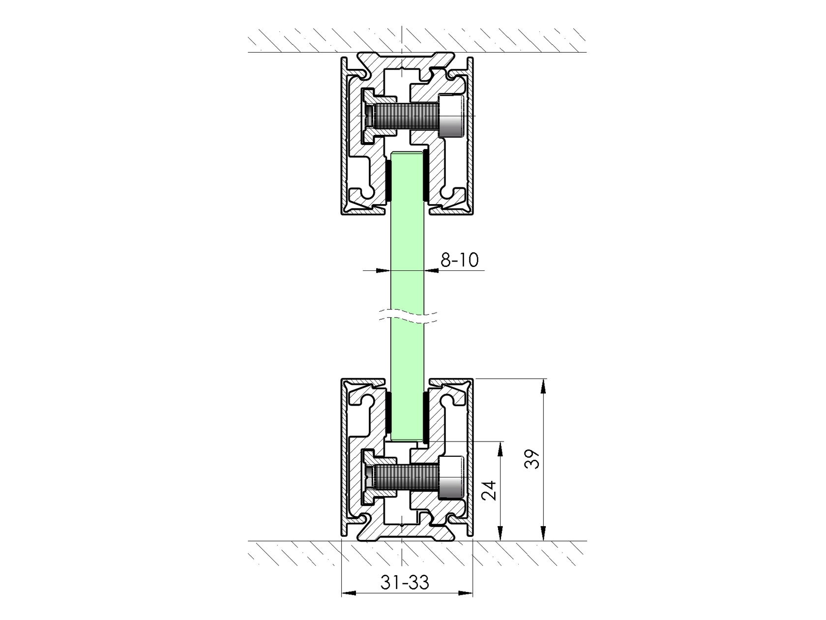 Svěrný al profil-3m s krycí lištou COM