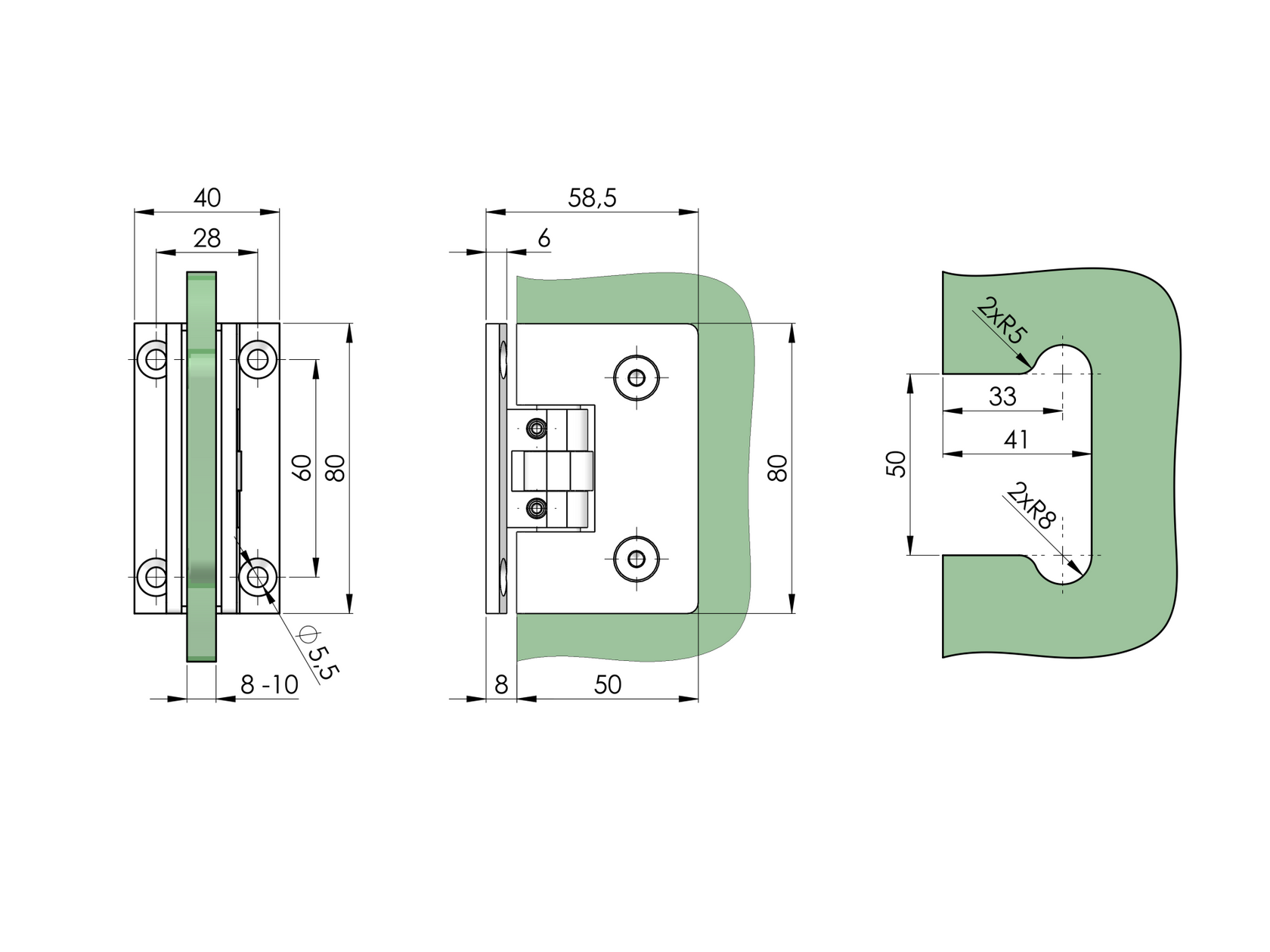 Pánt pro skleněné dveře +/- 90stup flex