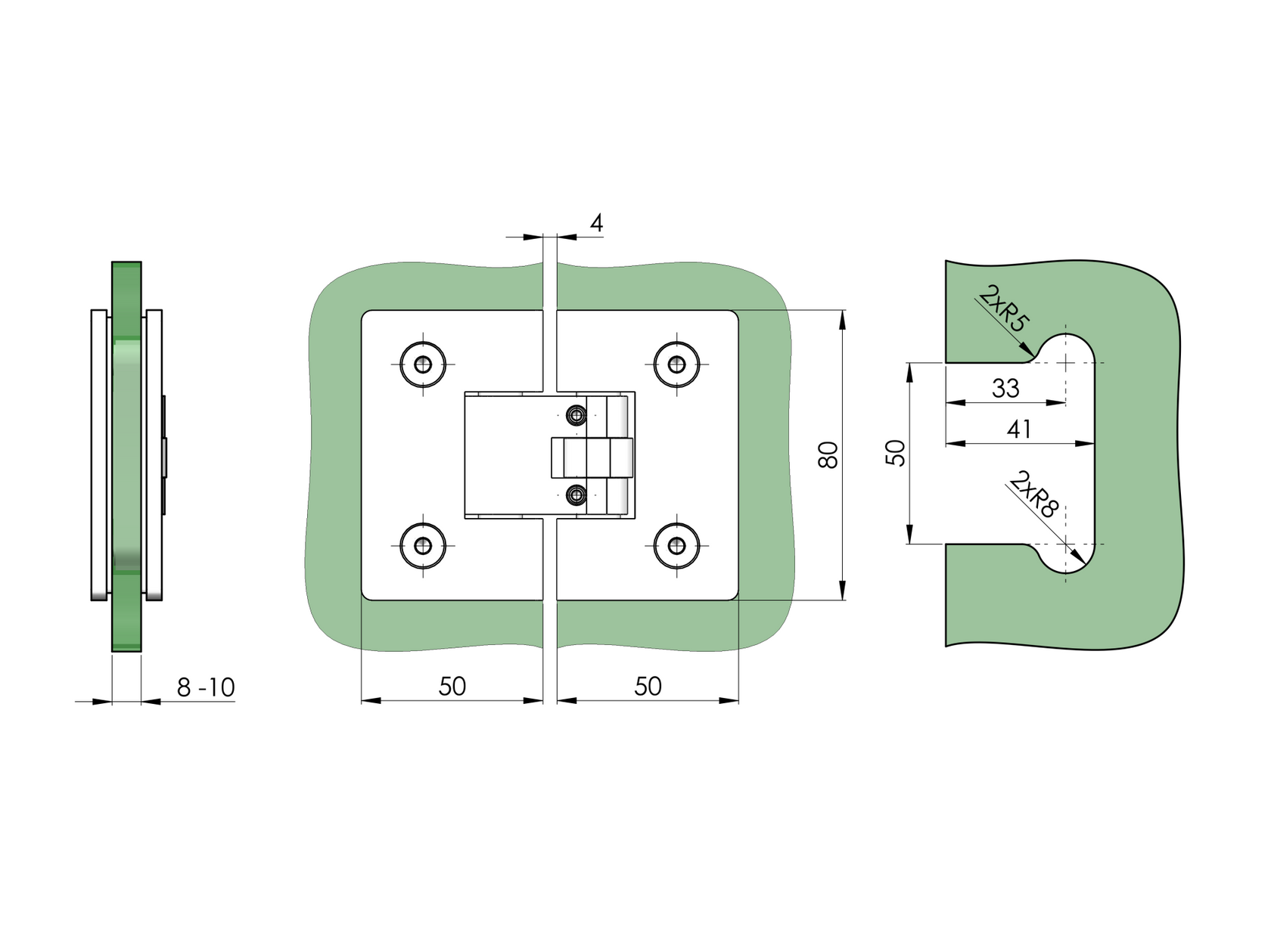 Pánt pro skleněné dveře sklo/sklo +/- 90stup. fle