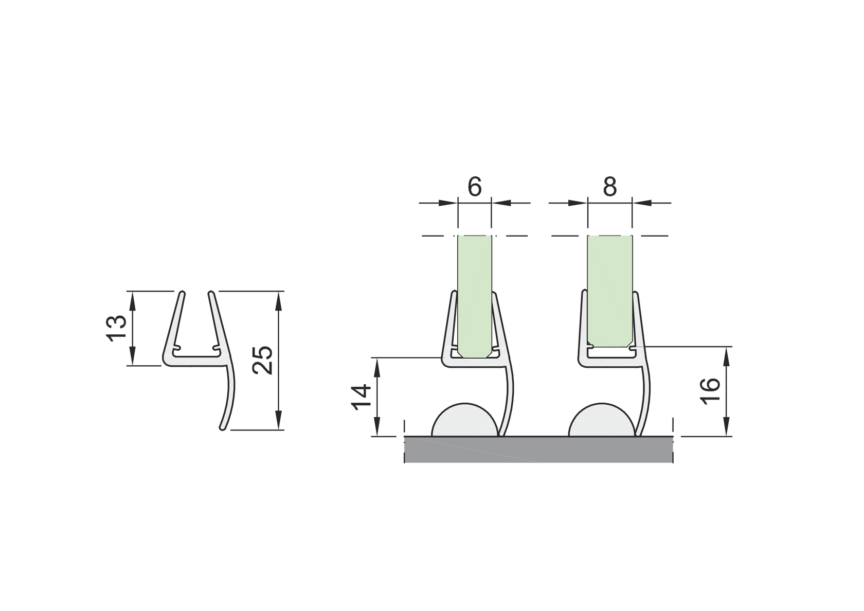 Těsnící lišta na dveře -spodní