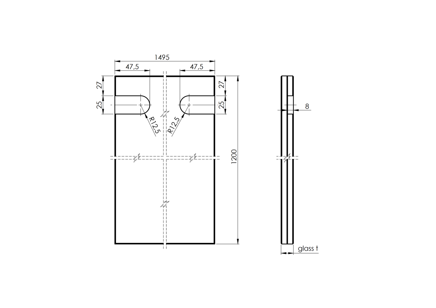 Sklo pro přístřešek - kování AL/PR7...