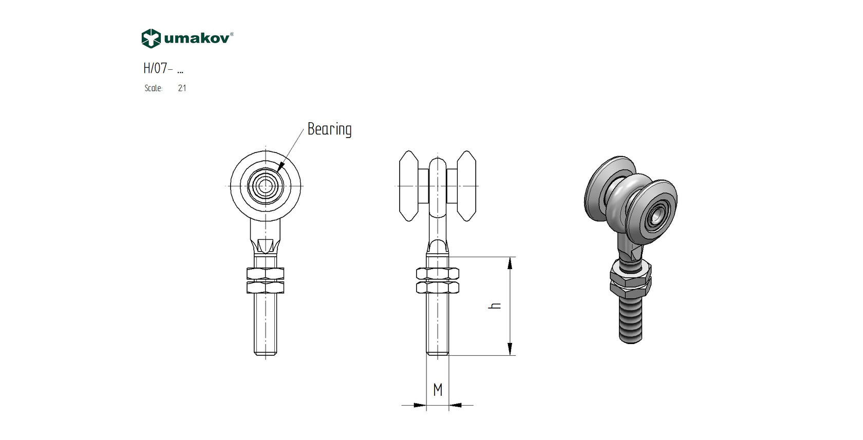 Dvoukolečkový závěsný vozík Zn, profile 57x67mm