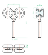 Pojezdový vozík čtyřkolečkový Zn, profile 42x54mm
