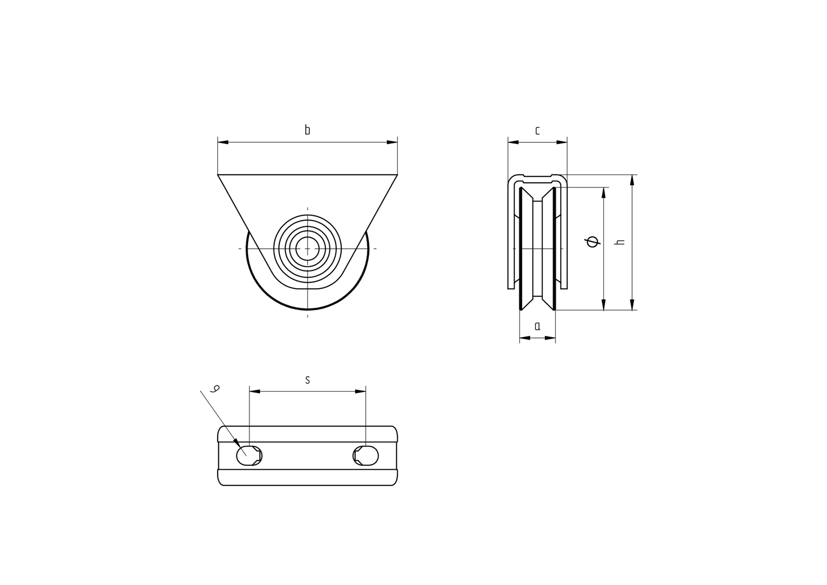 Pojezdové kolečko-V, INOX / NYLON, D60