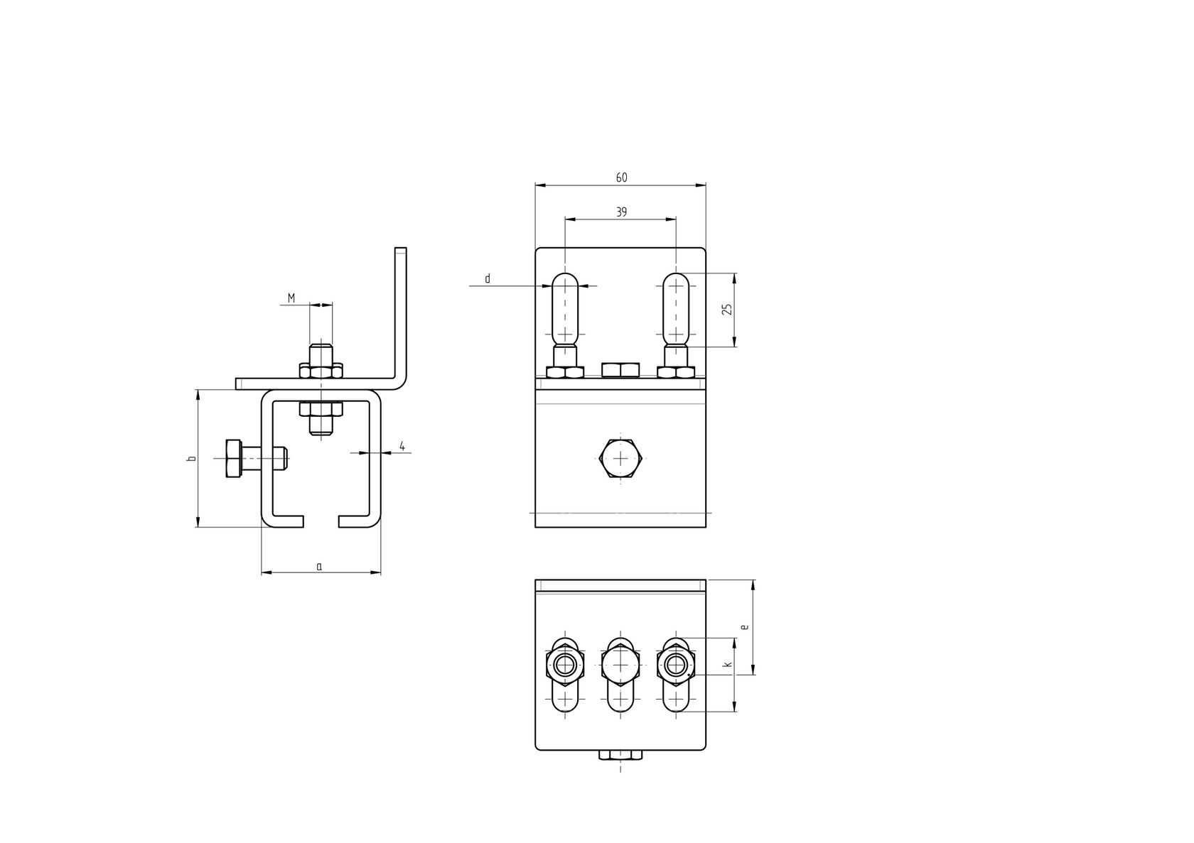 Držák šíny – boční H/18-57x67
