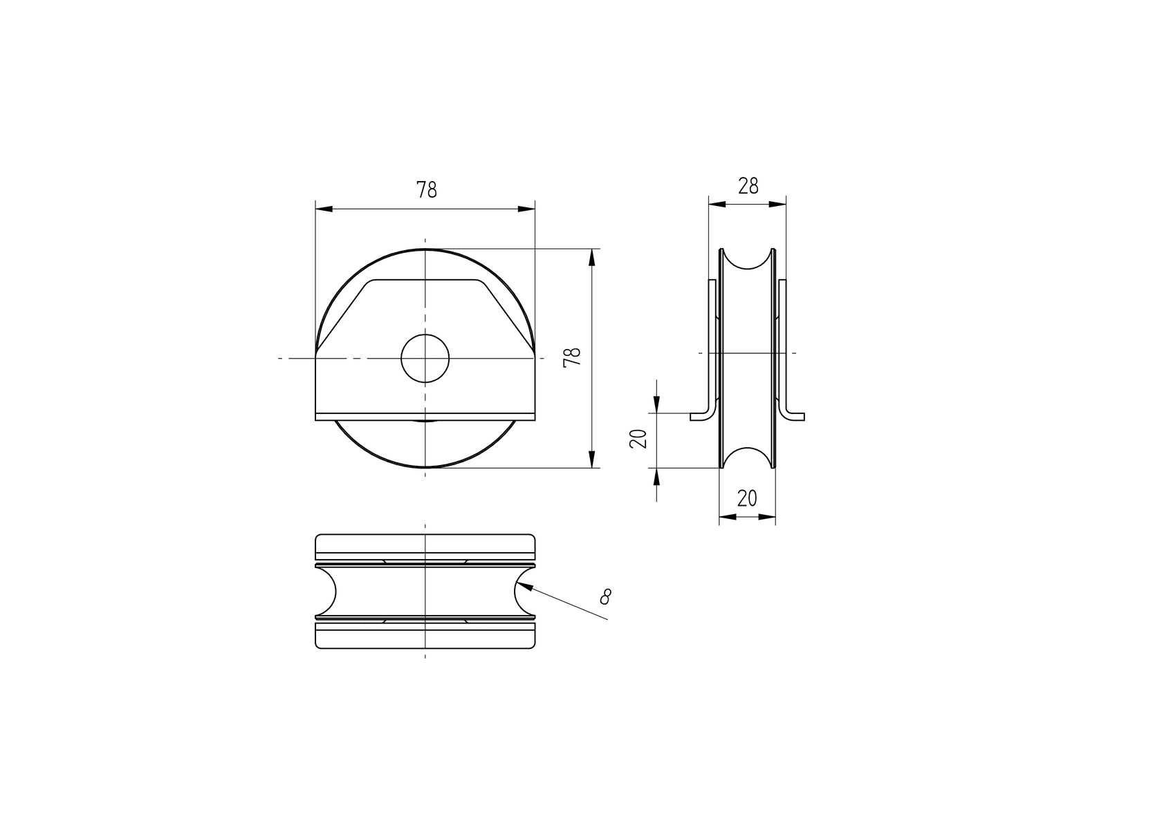 Pojezdové kolečko Zn, D80mm